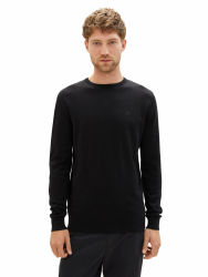 TOM TAILOR Herren Basic Strickpullover mit Crewneck XL 29999 - Black Angebot bei HelloDeals