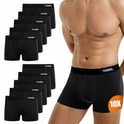 YESWEL Boxershorts Herren 10er Pack, Ohne Kratzenden Zettel Unterhosen, Atmungsaktive Männer Unterwäsche, Baumwolle Retroshorts (Gr. S - 4XL) Angebot bei HelloDeals
