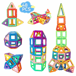 mysoler Magnetische Bausteine 48 Teile Magnet Spielzeug Kinder DIY Magnetspielzeug Magnet Spielzeug Lernspielzeug Geburtstag Vorschule Kinder Kleinkind Jungen Mädchen ab 3 Jahren Angebot bei HelloDeals