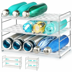 Huquter Flaschenregal Kühlschrank Organizer, Erweiterbar Flaschenhalter Kühlschrank Weinregal Stapelbar, Verstellbarer Schrank Organizer Küche, Flaschen Organizer für Küchen Arbeitsplatte Schrank Büro Angebot bei HelloDeals