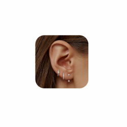 JeweBella 3 Paar Ohrringe Silber 925 Set für Damen 14 Karat Vergoldet Kleine Ohrstecker 925 Set Stapelbar Zirkonia Ohrstecker Creolen Ohrringe Set für Mehrere Piercings Angebot bei HelloDeals