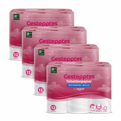 by Amazon Toilettenpapier, 4-lagig Gestepptes, Besonders Weich, 48 Rollen (12 Rollen, 4-er Pack), 160 Blätter pro Rolle, FSC-Zertifiziert Angebot bei HelloDeals