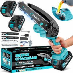 Mini Akku Kettensäge 10000mAh 6 Zoll Mini Kettensäge mit Akku880W reinem Kupfermotor und Sicherheitsverriegelung ideale Elektrische Handkettensäge für präzises Schneiden von Ästen und Holz im Garten Angebot bei HelloDeals