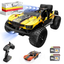DEERC Ferngesteuerte Auto 1:10 mit Lichtern RC Auto 48km/h 4WD Offroad Hobby Grade Monster Crawler mit 2 Akkus 40 Minuten Laufzeit,2 Autoschalen, für Erwachsene, Kinder (9201E) Angebot bei HelloDeals