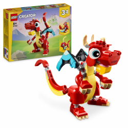 LEGO Creator 3in1 Roter Drache, Spielzeug mit 3 Tierfiguren inkl. Roter Drache, Fisch und Phönix, Tiere-Set für Kinder, Geschenk für Jungs und Mädchen ab 6 Jahren 31145 Angebot bei HelloDeals