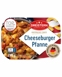 DREISTERN Cheeseburger Pfanne 280g I Mit Rindfleisch & Nudeln I Herzhaftes Fertiggericht in Mikrowellenschale I Lange Haltbarkeit dank natürlicher Konservierung I Hausmacher Qualität Angebot bei HelloDeals