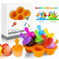 Eisformen Silikon,Eisformen Kinder,7 Mulden Eisform Popsicle mit Kunststoffstäbchen,Eis am Stiel Formen,Kleine Eisbehälter,Eis Formen für Stieleis,Stieleisformer BPA Frei(Orange) Angebot bei HelloDeals