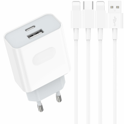 Schnellladegerät und Ladekabel for iPhone - 20W Ladegerät mit 2M Schnellladekabel Compatible for iPhone 14 13 12 11 Pro Max Plus Mini XS XR X SE 8 7 6S 5S Type C Netzteil USB C Charger Piarhlie Angebot bei HelloDeals