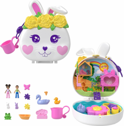 Polly Pocket Blumen-Häschen Schatulle - Spielset mit Wasserspaß und Farbwechseleffekt, 2 Puppen, 12 Zubehörteilen und 5 Funktionen, für Kinder ab 4 Jahren, HKV36 Angebot bei HelloDeals