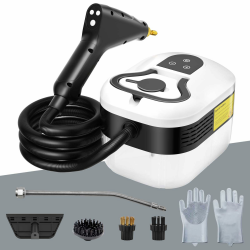 Dampfreiniger, 2500W 4.5 bar Dampfreiniger Handgerät mit 6 Einstellbaren Geschwindigkeiten und 4 Bürstenköpfen, 1200ML Tank Tragbarer Hochdruck Dampfreiniger für Küche, Haushalt, Auto (weiß) Angebot bei HelloDeals