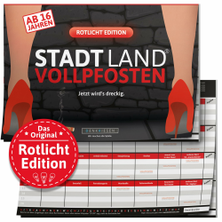 DENKRIESEN - Stadt Land VOLLPFOSTEN® - Rotlicht Edition | ab 16 Jahren | DIN A4 Spielblock | Partyspiel | Spaß vorprogrammiert | Ostergeschenk | Stadt Land Fluss | Scherzartikel | Geschenkidee Angebot bei HelloDeals