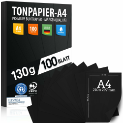 100 Stück Schwarz TONZEICHENpapier A4 – 130g stark – Schwarze Blätter – Bastel Bogen - Vollschwarz – Stabiles Zeichenpapier, Pappe zum Basteln, Zeichenkarton - DIY - Kreativ Zubehör für Fotoalben Angebot bei HelloDeals