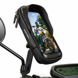 WACCET Handyhalterung Motorrad Wasserdicht, Motorrad Handyhalterung 360° Drehbarer Handyhalter für Motorrad Spiegel mit Sonnenblende Touch ID Roller Handyhalterung für Smartphone is zu 7,2" (Schwarz) Angebot bei HelloDeals