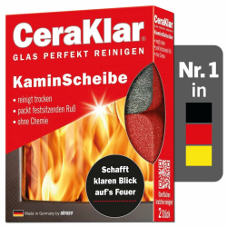 abrazo CeraKlar KaminScheibe - 2 Kaminscheibenreiniger für kratzfreie Kamin Scheibenreinigung ohne Chemie, Kaminglasreiniger, Kaminreiniger Scheibe Angebot bei HelloDeals
