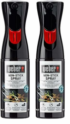 Weber Non-Stick Spray 200ml, Antifhaftspray für Grillrost, Nebelspray mit großem Sprühbereich, 100% auf natürlichen Inhaltsstoffen, zum Einfetten des Grillrostes (17685) (Packung mit 2) Angebot bei HelloDeals