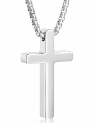 Aretas Kreuz Halskette für Herren Jungen Cross Necklace Chain Men Silber Gold Schwarz Taufgeschenke Kette Kreuz Anhänger Kette mit 16-24 Zoll Edelstahl Kreuz Halskette Schmuckgeschenke 20 Zoll Silber Angebot bei HelloDeals