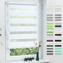 Grandekor Doppelrollo Klemmfix ohne Bohren Weiß 80x120cm(Stoffbreite 76cm) Fenster Rollos für innen Klemmrollos Duo Rollos für Fenster ohne Bohren mit Bohren Privatschutz UV-Schutz Zebrarollo B80 x H120 cm Weiß Angebot bei HelloDeals