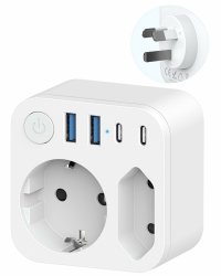 Reiseadapter Australien Deutschland Stecker mit 4 USB (2 Typ-C), 2 Fach Reiseadapter Neuseeland, Reisestecker Steckeradapter Schuko auf Typ I für Neuseeland Australien China Argentinien Steckdose Angebot bei HelloDeals