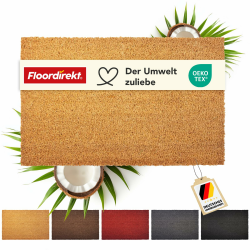 Floordirekt Fußmatte für Innen und Außen, 40x60 cm Natur, Türmatte aus Kokos, Schmutzfangmatte für Haustür, rutschfeste Fussmatte, Kokosmatte, Fußabtreter, Fussabstreifer (17mm) Angebot bei HelloDeals