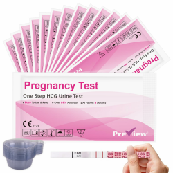 Preview 25 Schwangerschaftstest Frühtest Streifen 10 mIU/ml hCG Test zuverlässige Früherkennung mit 25 Urinbecher Angebot bei HelloDeals