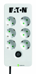 Eaton Mehrfachsteckdose/Blitzschutz - Protection Box 6 DIN - Steckdosenleiste mit Überspannungsschutz (6-fach Schuko Buchse, Schaltbar) - PB6D - Weiß & Schwarz Angebot bei HelloDeals