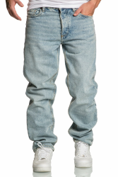 REPUBLIX Herren Loose-Fit 90s Denim Jeans Hose Straight Baggy R7025 33W / 34L Hellblau Angebot bei HelloDeals