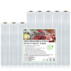 Vakuumierbeutel Vakuumierfolie Vakuumbeutel Lebensmittel Vakumierfolienrollen：KitchenBoss BPA-Frei Sous Vide Beutel Folienrollen für Vakuumierer 8 Rollen 20x3/28x5/x300cm Angebot bei HelloDeals
