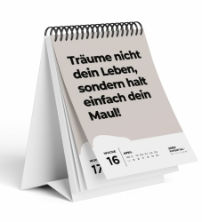 Demotivierender Tischkalender 2025 | 52 Wochen mit 52 unmotivierendenden Sprüchen Träume nicht dein Leben sondern halt dein Maul Witzige Geschenkidee für Büro Deko, Kollegen (Beige 2025, A6) Angebot bei HelloDeals