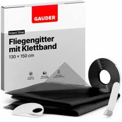 GAUDER Fliegengitter für Fenster (130 x 150 cm | schwarz) aus Polyester | Insektenschutz ohne Bohren | Fliegengitter mit Klettband | Fliegennetz & Mückennetz für Fenster Angebot bei HelloDeals