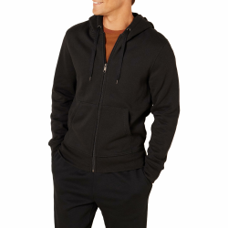 Amazon Essentials Herren Fleece-Kapuzenpulli mit durchgehendem Reißverschluss (erhältlich in den Größen Big & Tall) L Schwarz Angebot bei HelloDeals