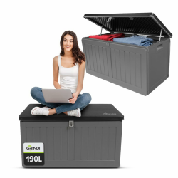 Grindi - Aufbewahrungsbox mit Deckel - Auflagenbox Morus - Gartenbox - Kissenbox 190 L - Wassersichere Outdoor Paketbox, Gartenschrank & Truhe, wetterfest für Balkon, Gartenhaus, Geräteschuppen Angebot bei HelloDeals