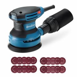 DongCheng Exzenterschleifer 380W, 125mm Schleifmaschine, 6 Geschwindigkeiten 8,000-12,800 U/min mit Staubfangbehälter und 20 Schleifpapier, ideal für professionelle Holzbearbeitung und Schleifarbeiten Angebot bei HelloDeals