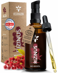 Heldengrün® BIO Rizinusöl Haare [100% NATURREIN] - Castor Oil - Dermatologisch getestet - Kaltgepresstes Rizinus Öl - Booster für Haare, Wimpern, Augenbraun & Bart Angebot bei HelloDeals