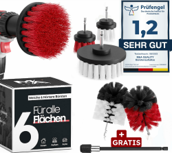 Bürstenaufsatz Akkuschrauber [6er Set] Reinigt universell Auto, Felgen, Polster, Fliesen & mehr I Reinigungsbürste Akkuschrauber I Bürstenaufsatz Bohrmaschine Angebot bei HelloDeals