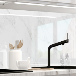 StickerProfis Küchenrückwand selbstklebend Glasoptik - WEISSER MARMOR - 1.8mm, Versteift, alle Untergründe, Hart PET Material, Premium 60 x 280cm H 60 cm x B 280 cm Weisser Marmor (Hochglänzend) Angebot bei HelloDeals