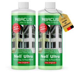 ABACUS® Nell Ultra Grünbelagentferner & Algenentferner Konzentrat, extrem stark! Entfernt Grünbelag & Algen selbsttätig mit Langzeitschutz – für Stein, Fassade, Terrasse, Dach – Nell Ultra 2x1000 ml Angebot bei HelloDeals