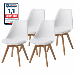 ALBATROS Esszimmerstühle 4er Set AARHUS, Weiss - Beine aus Buche Massiv-Holz, Skandinavisches Retro-Design, bequemer Schalenstuhl - Eleganter Küchenstuhl, Stuhl Esszimmer für Esstisch Angebot bei HelloDeals