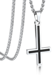 Bandmax Umgedrehtes Kreuz Kette Herren Panzerkette Edelstahl Kreuzkette Damen Halskette mit Anhänger Namenskette Personalisiert Kette Junge Mädchen Schmuck Kette 55CM Angebot bei HelloDeals