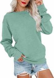 VIGVAN Damen Sweatshirt Pullover Elegant Basic Langarmshirt Rundhals Baumwolle Pulli Herbst Winter Casual Oberteile Langarm Tops Angebot bei HelloDeals