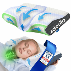 Derila Nackenkissen Kopfkissen, Memory Foam Kissen Original. Ergonomisches Kopfkissen, Nackenstützkissen, Seitenschläferkissen für Seiten, Rücken & Bauchschläfer (Queen, 1er Pack) Angebot bei HelloDeals