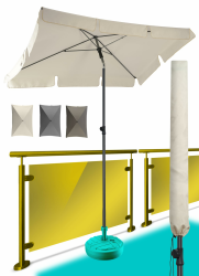 Menz Sonnenschirm, inkl. Sonnenschirmhülle - UPF 50+ Sonnenschirm rechteckig 200 x 125 cm, Sonnenschutz Balkon, Balkon-Schirm in Beige Angebot bei HelloDeals