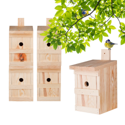 BigDean 5X Nistkasten für Meisen & Kleinvögel - Vogelhaus aus Massivholz - 27x17x17cm - Brutkasten handgemacht in Europa - Meisenkasten wetterfest mit Einflugloch 28mm Angebot bei HelloDeals