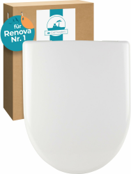 Calmwaters® Antibakterieller WC Sitz für Keramag Renova Nr. 1, Toilettensitz mit Absenkautomatik, Duroplast Toilettendeckel, überlappende D-Form, Edelstahlscharnier, Klodeckel, Weiß, 26ZZ3550 Angebot bei HelloDeals