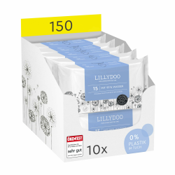 LILLYDOO Baby Feuchttücher mit 99% Wasser, 150 Stück (10 x 15), 100% plastikfreies Tuch, ohne Parfüme & mild wie Watte und Wasser Angebot bei HelloDeals