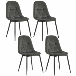 Lestarain 4er Set Esszimmerstühle mit Rückenlehne, Küchenstuhl mit Samtbezug Polsterstuhl aus Metall, ergonomischer Stuhl für Esstisch, Dunkelgrau LCNI109001-4 Angebot bei HelloDeals