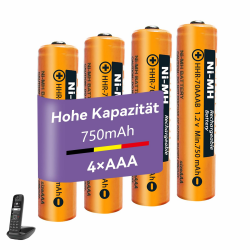 NI-MH Akku 1.2V 750mAh für Gigaset Panosonic Schnurlos Telefone, Wiederaufladbare Batterien AAA für Gigaset Mobilteile-4 Stück Angebot bei HelloDeals