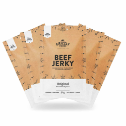 Grizzly Foods • Beef Jerky Original (5 x 50g) • Trockenfleisch von deutschen Rindern • High Protein Snack • Ideal für Unterwegs, Büro, Sport Angebot bei HelloDeals