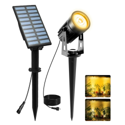 T-SUNUS Solar Gartenleuchte, Solarlampen für Außen Auto On/Off Gartenstrahler IP65 Wasserdicht Solarstrahler, 2 Helligkeitsmodi Garten Auffahrt Weg Baumbeleuchtung Warmweiß Angebot bei HelloDeals