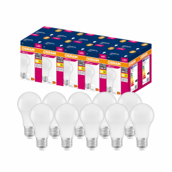 OSRAM LED Aktions Lampe mit E27 Sockel, Warmweiss (2700K), 8,50W, Ersatz für 60W-Glühbirne, matt, LED VALUE CLASSIC A , 10er-Pack Angebot bei HelloDeals