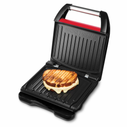 George Foreman Kontaktgrill & Panini- / Sandwichgrill [Größe 24x17cm - für 3 Portionen] Compact Steel Rot (für Fleisch, Fisch und Gemüse, Panini und Sandwichmaker, Reduziert bis zu 42 % Fett)25030-56 Angebot bei HelloDeals